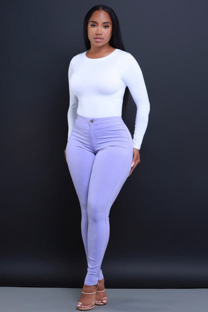 Super Swank High Waist Stretchy Jeans - Lavender