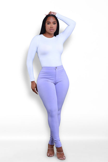 Super Swank High Waist Stretchy Jeans - Lavender