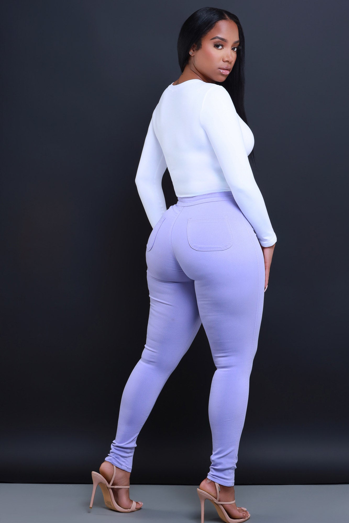 Super Swank High Waist Stretchy Jeans - Lavender