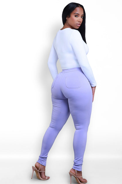 Super Swank High Waist Stretchy Jeans - Lavender