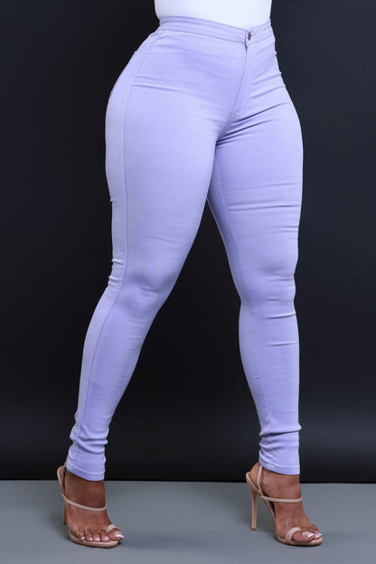Super Swank High Waist Stretchy Jeans - Lavender