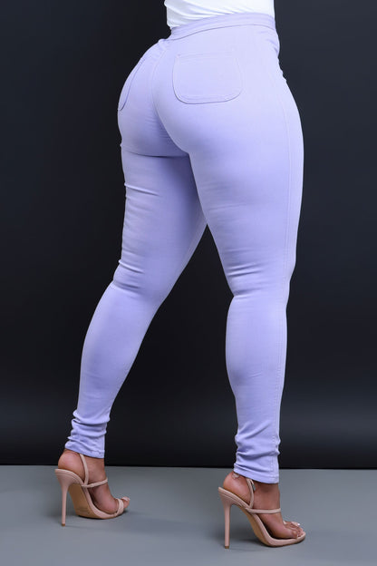 Super Swank High Waist Stretchy Jeans - Lavender