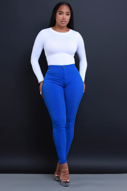 Super Swank High Waist Stretchy Jeans - Royal Blue