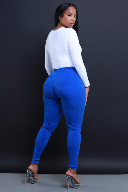 Super Swank High Waist Stretchy Jeans - Royal Blue