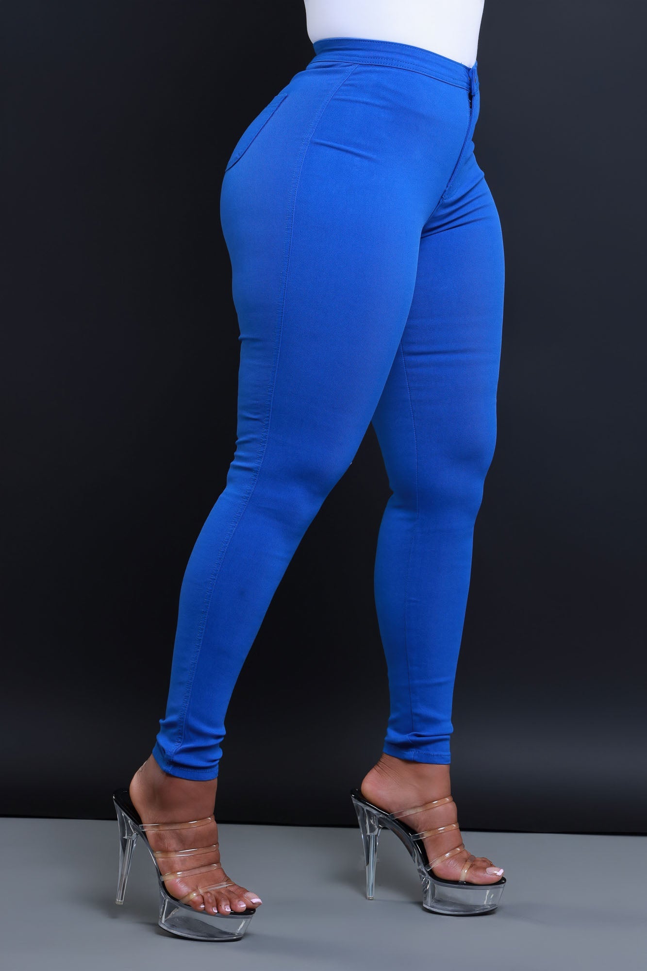 Super Swank High Waist Stretchy Jeans - Royal Blue