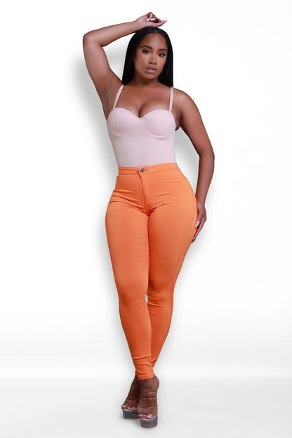 Super Swank High Waist Stretchy Jeans - Orange
