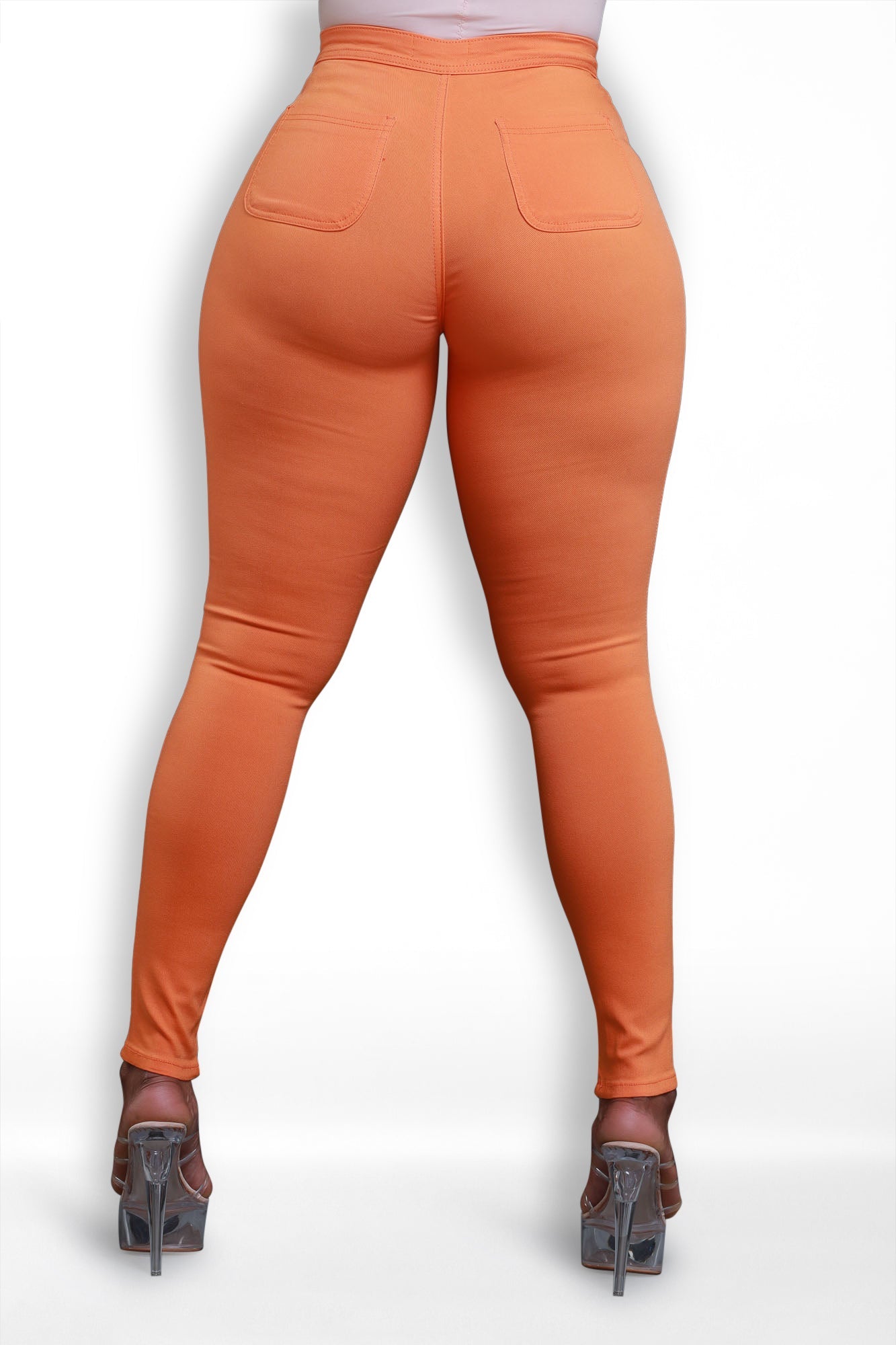 Super Swank High Waist Stretchy Jeans - Orange