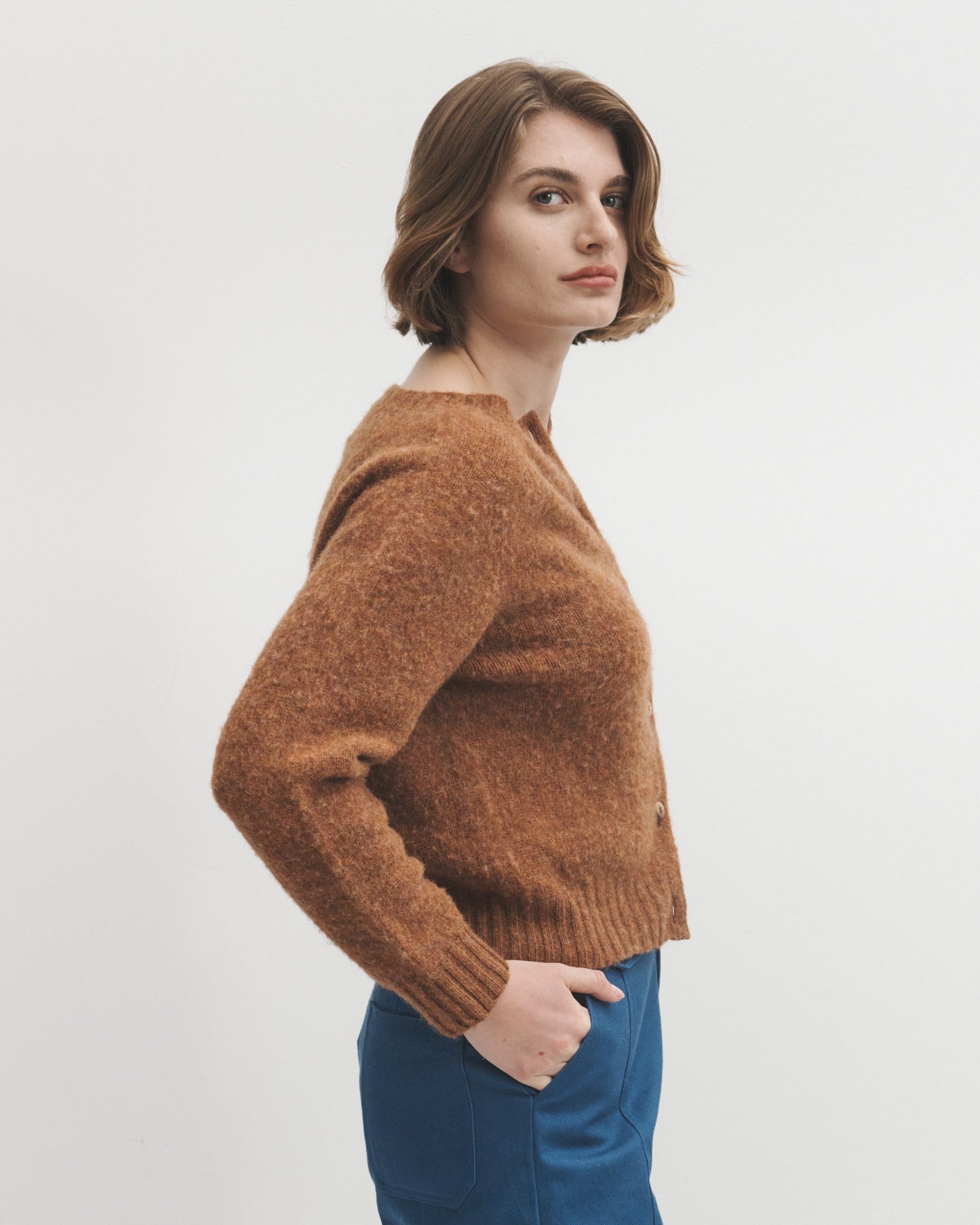 Lowie Whisky Brushed Boxy Cardigan