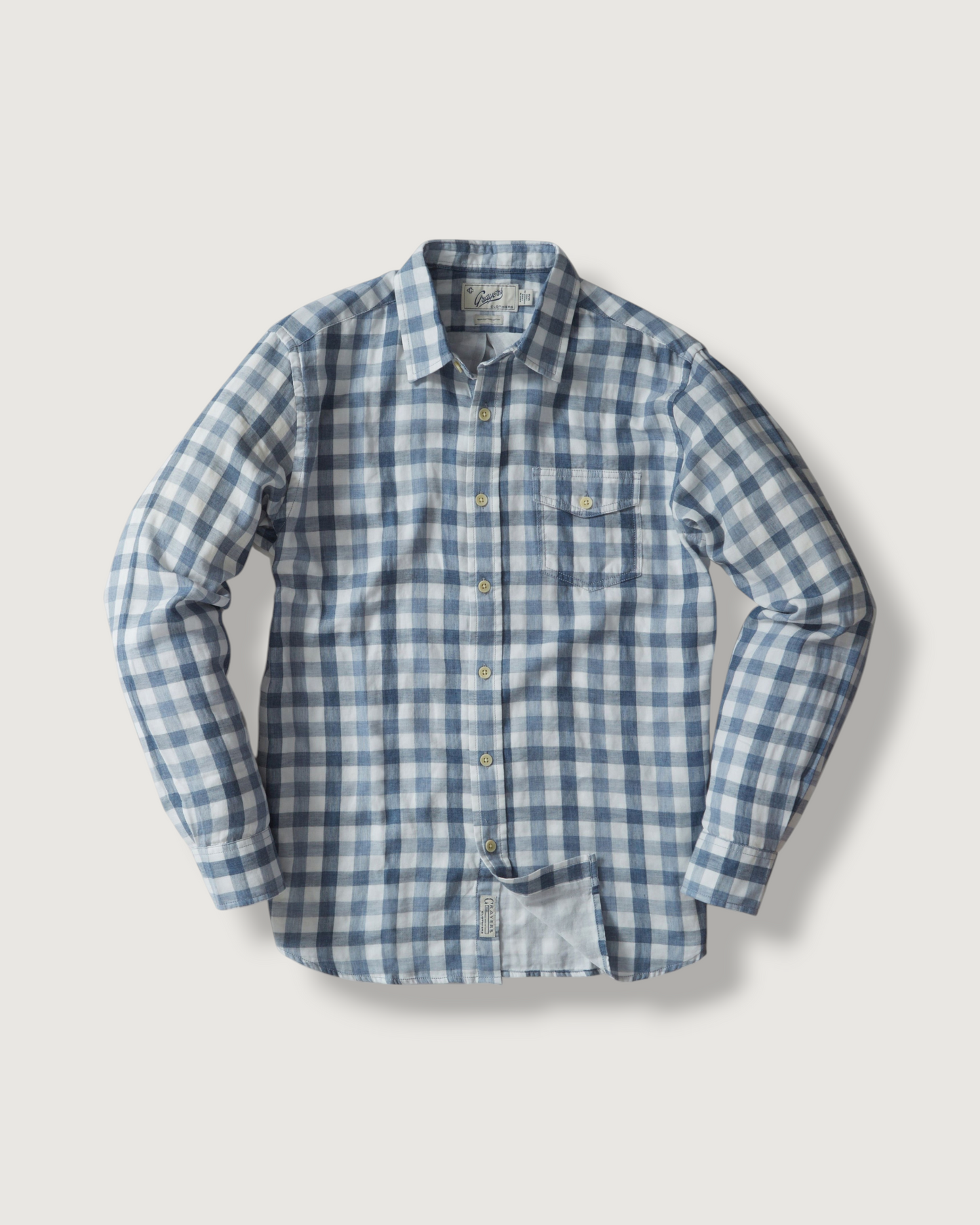 Denby Double Cloth Shirt - Heather Blue Cream Gingham