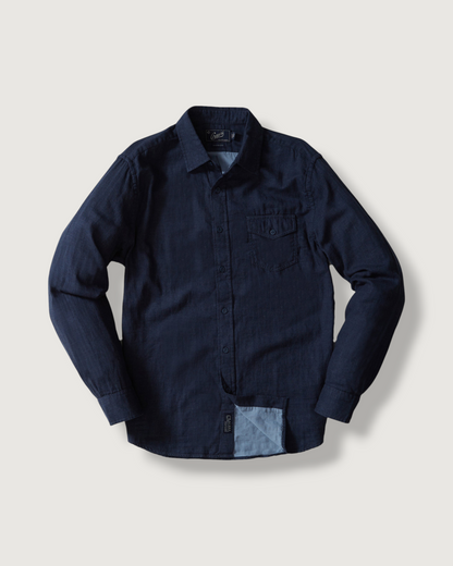 Hattox Double Cloth Shirt - Navy Heather