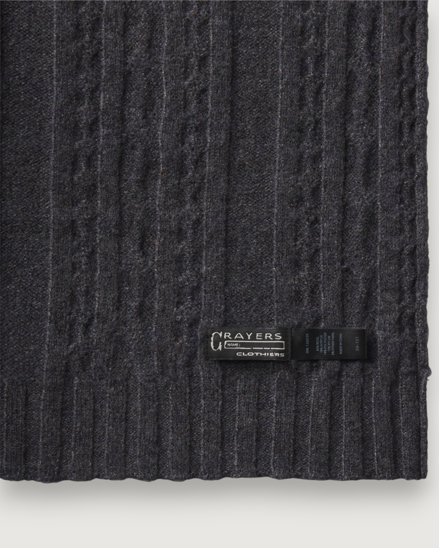 Yarmouth Cable Scarf - Charcoal