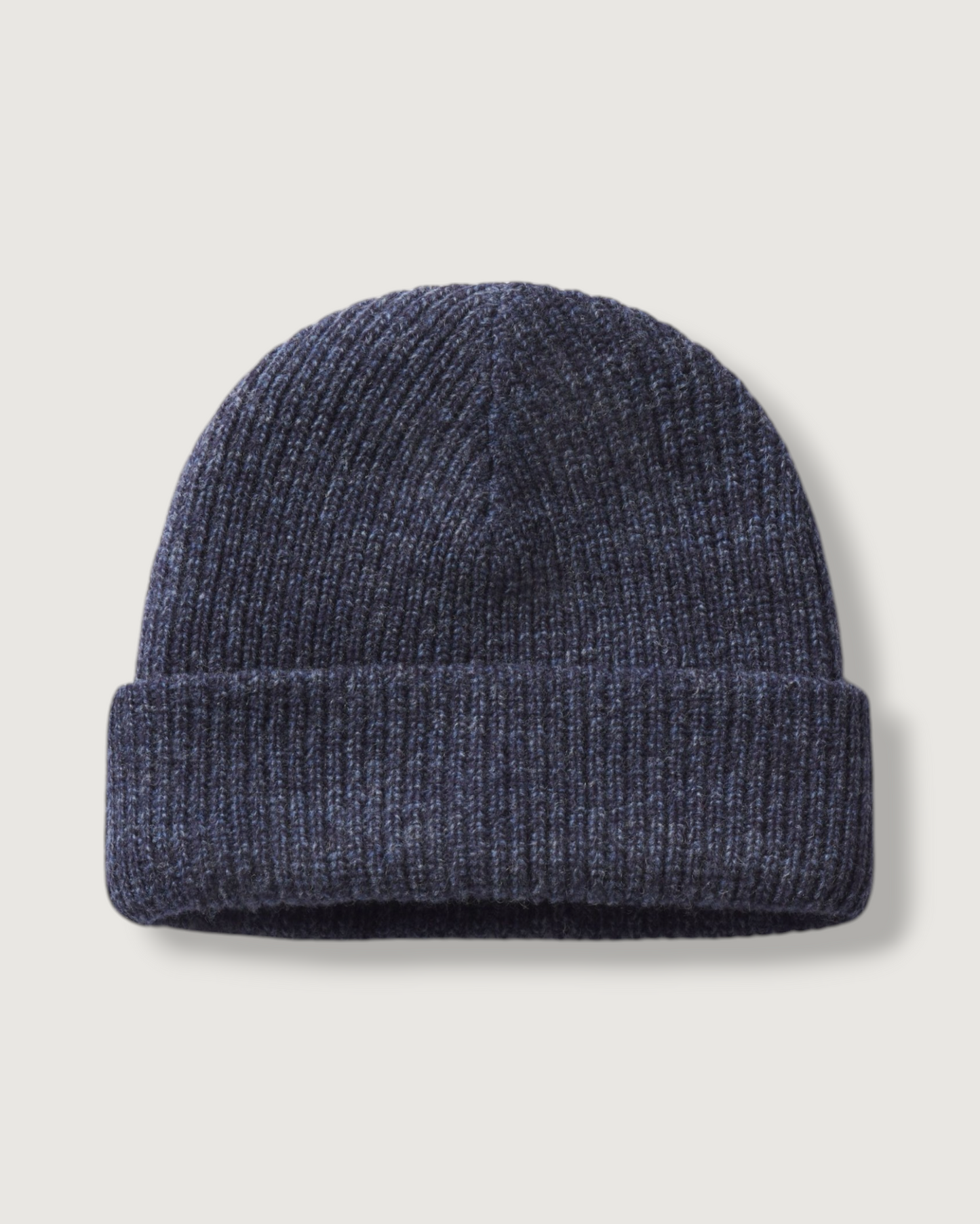 Half Cardigan Lambswool  Beanie - Navy Marl