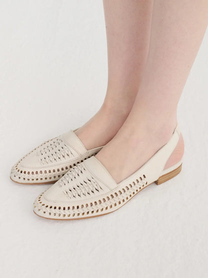 Bobo Choses Braided Leather Slingback Flat Shoes