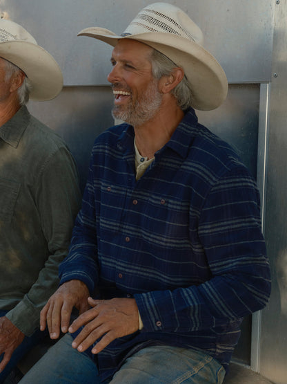 Colorado Midweight Flannel - Navy Stripe