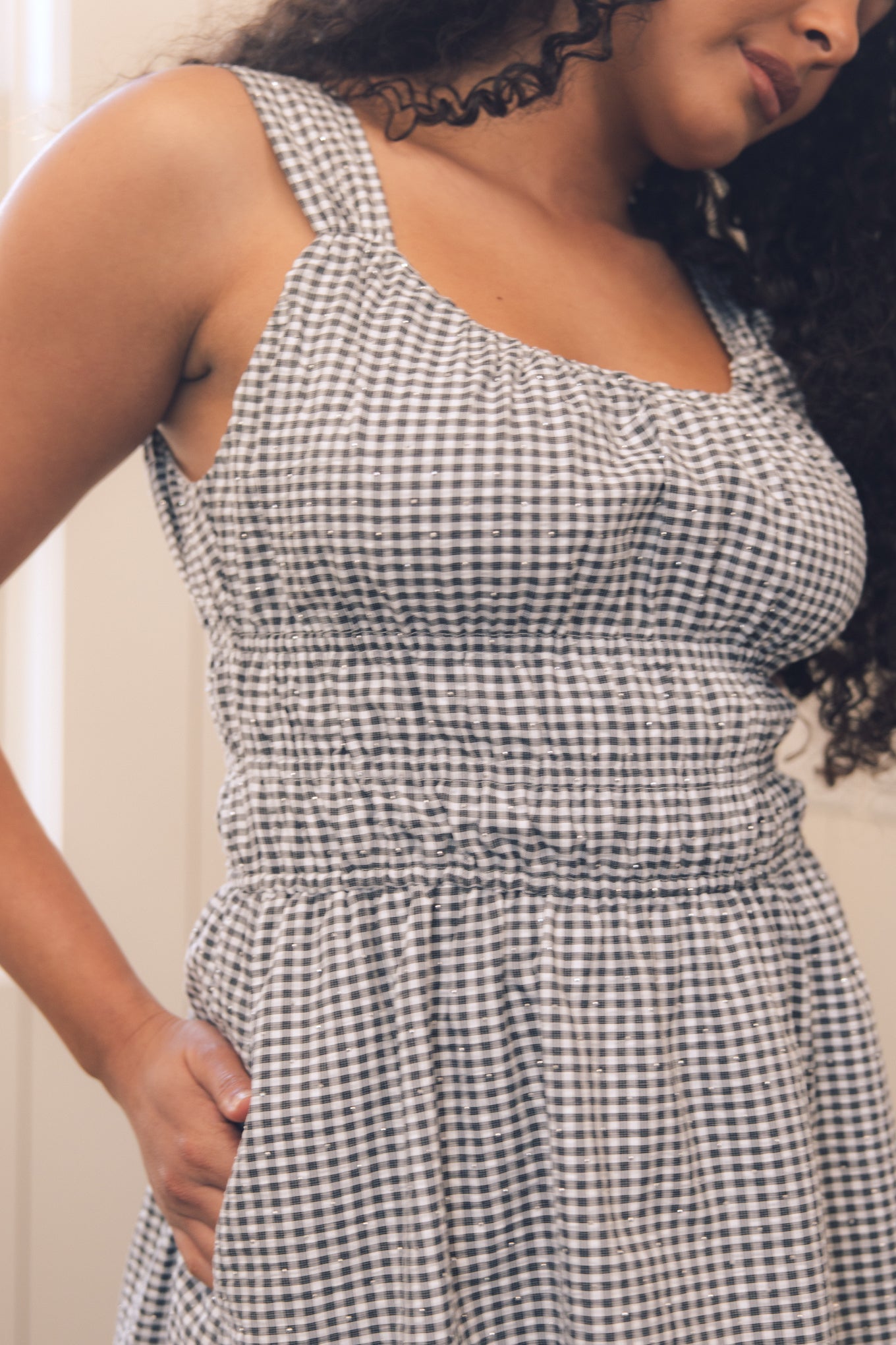Bowen Dress in Black Diamonte Gingham