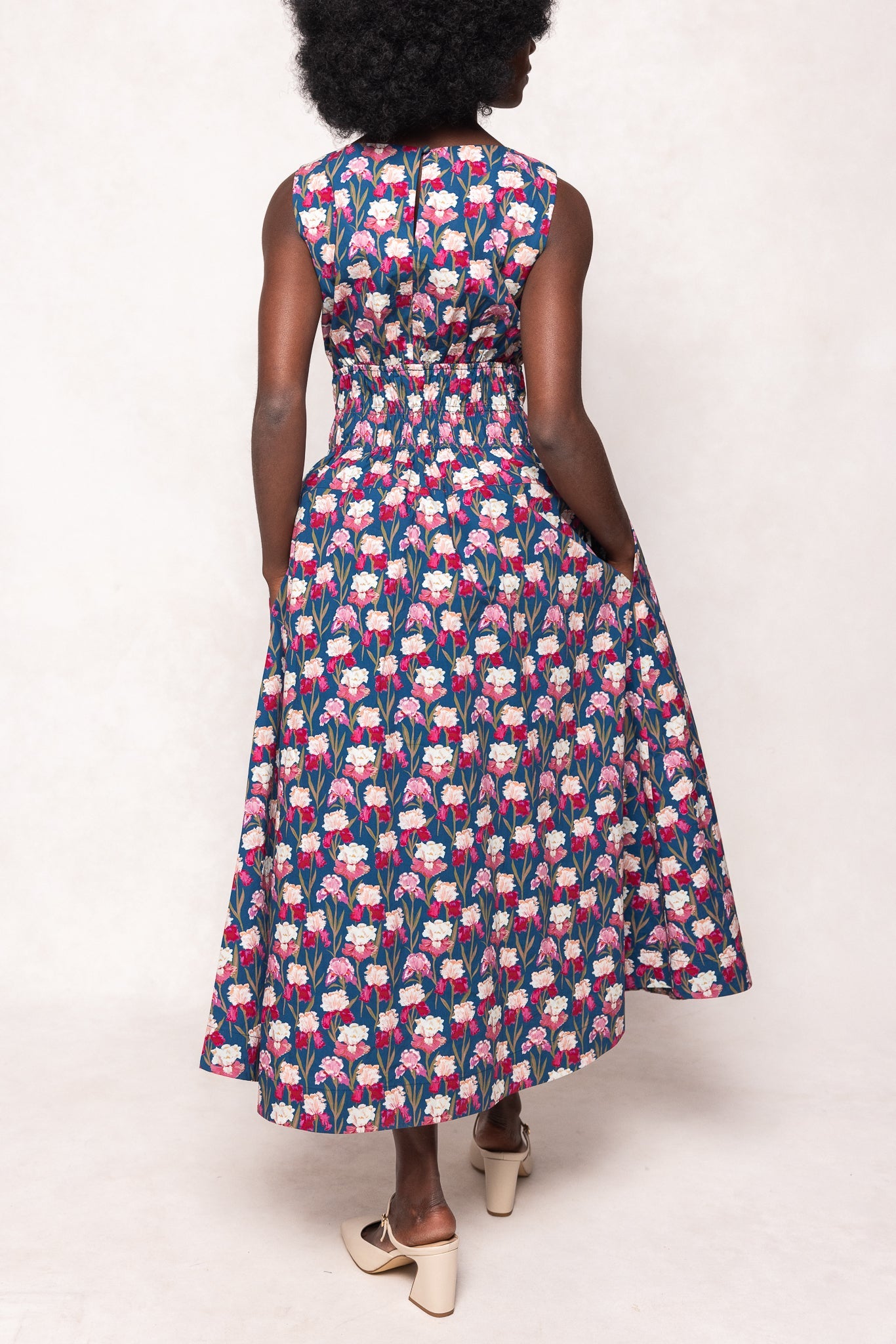 Carly Dress in Navy Pressed Petals