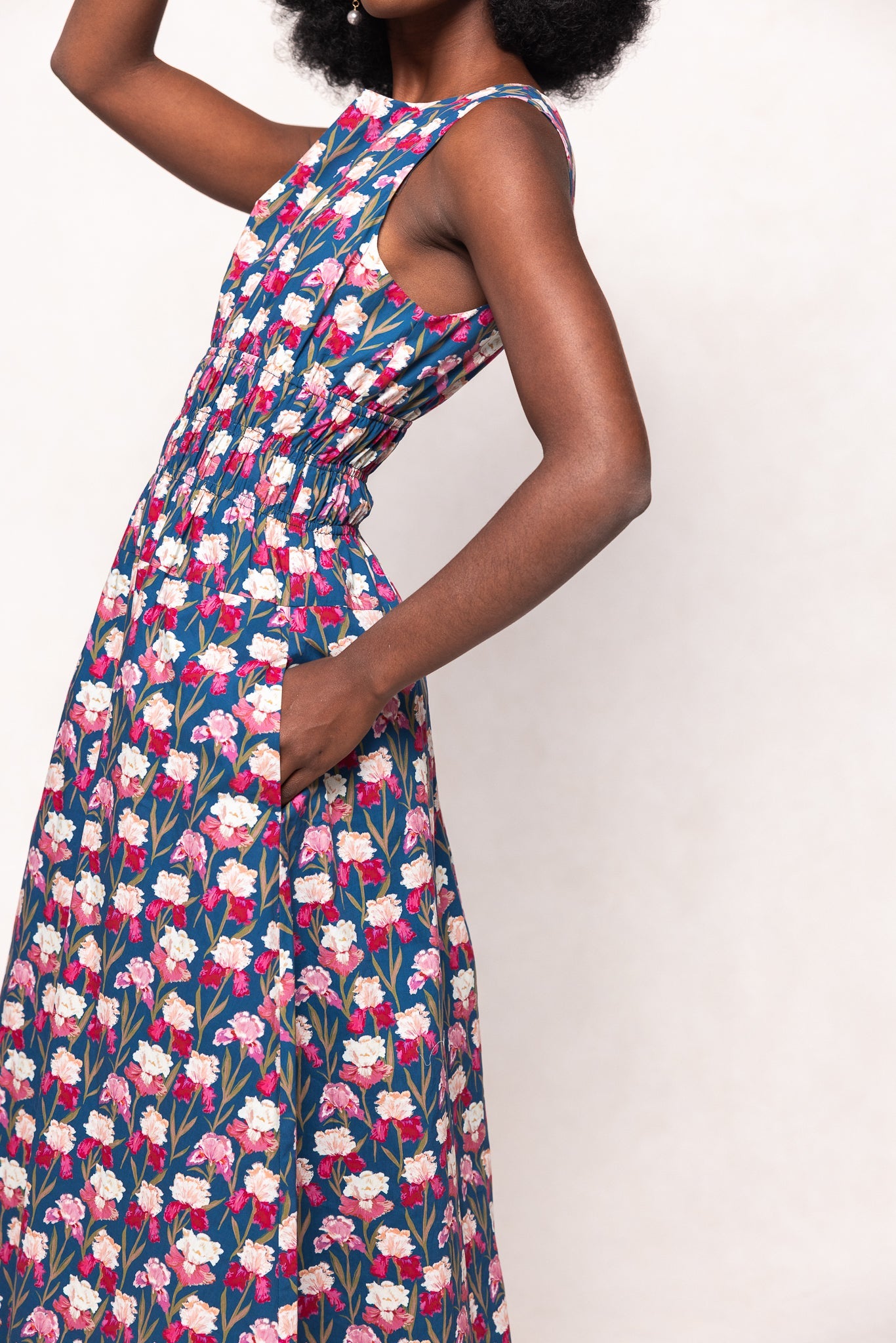 Carly Dress in Navy Pressed Petals