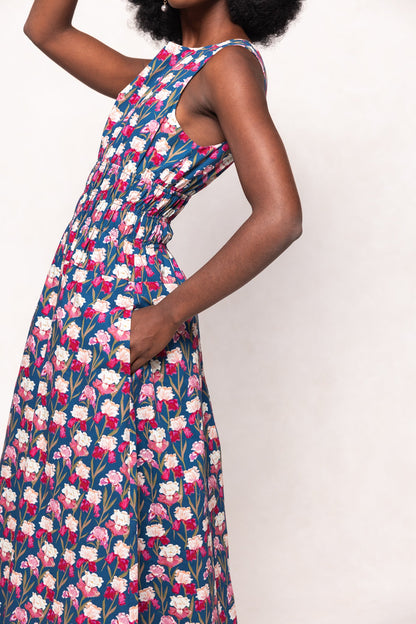 Carly Dress in Navy Pressed Petals