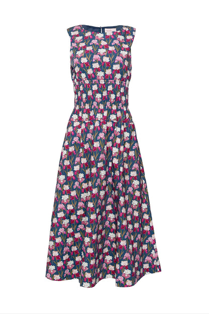 Carly Dress in Navy Pressed Petals