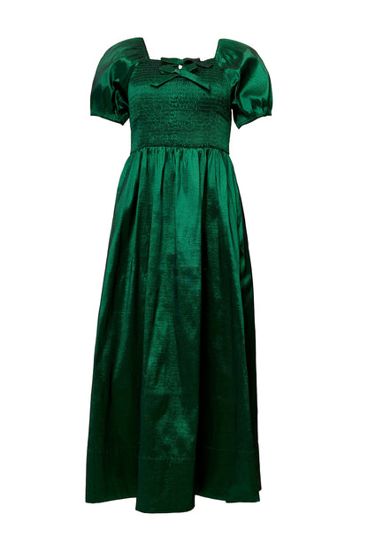 Cassie Dress in Green Taffeta