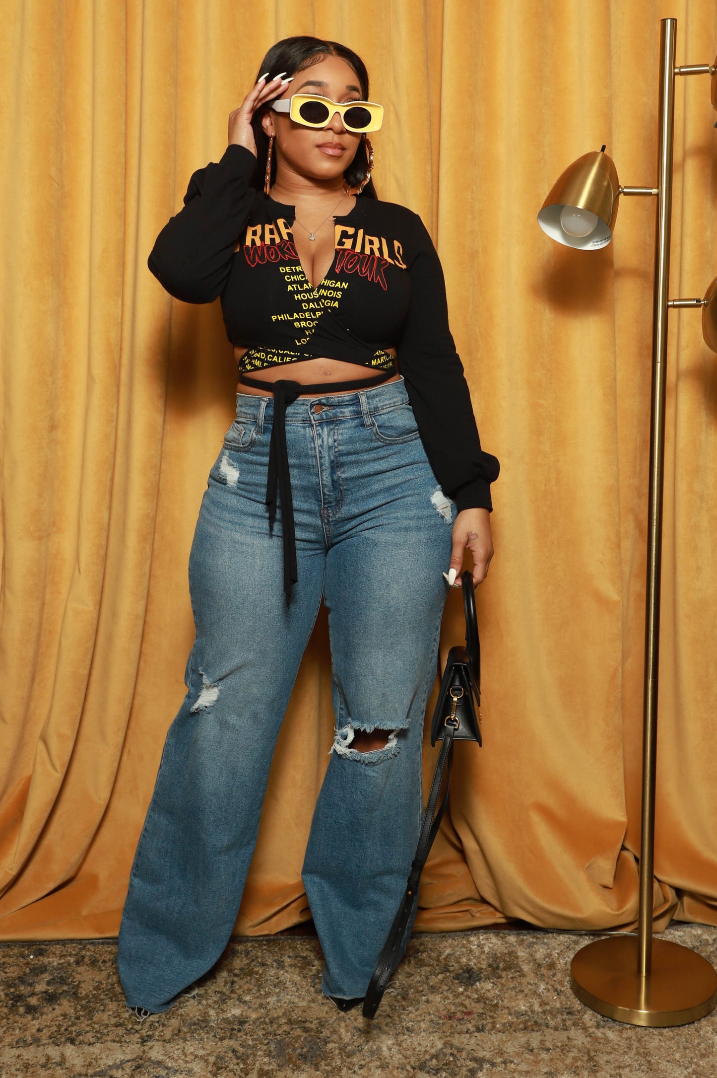 Rewind High Rise Jeans - Medium Wash Distressed Straight Leg