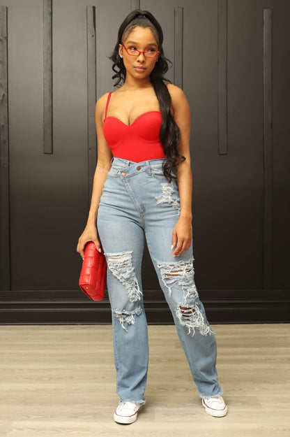 Limitless Asymmetrical Zip Bootcut Jeans - Medium Wash