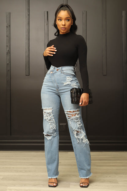 Limitless Asymmetrical Zip Bootcut Jeans - Medium Wash