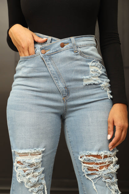 Limitless Asymmetrical Zip Bootcut Jeans - Medium Wash