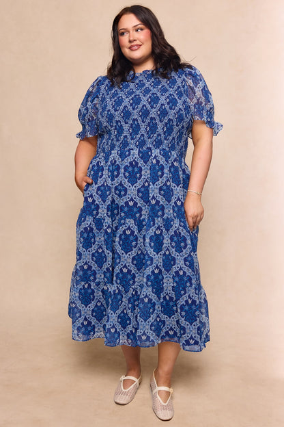 Cordelia Dress in Trellis Foulard
