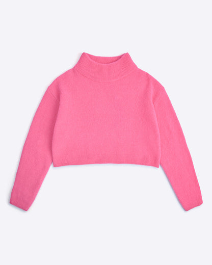 Lowie Pink Cropped Funnel Neck