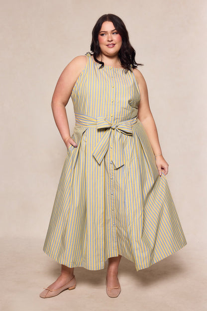 Glen Dress in Green Stripe