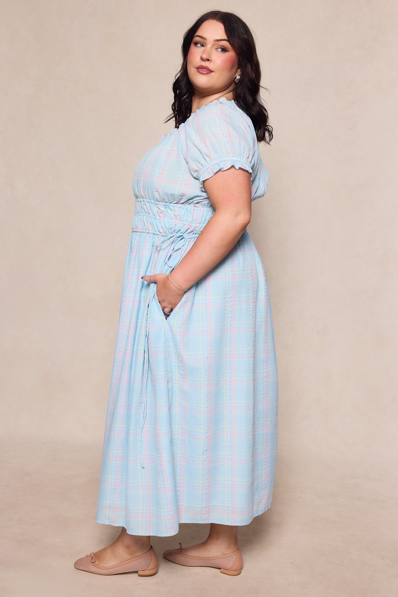 Thalia Dress in Pastel Plaid