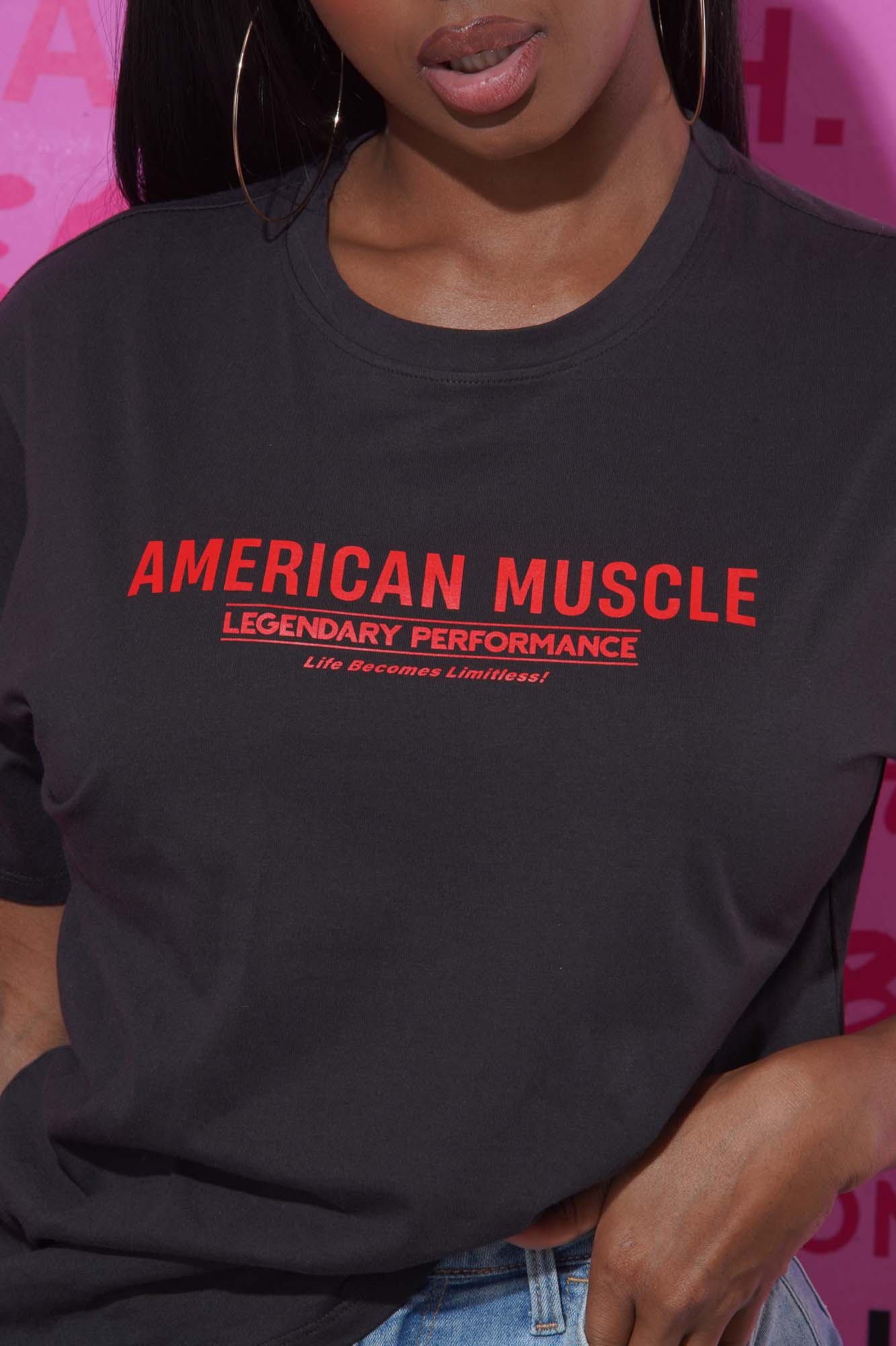 American Muscle Graphic Print T-Shirt - Black