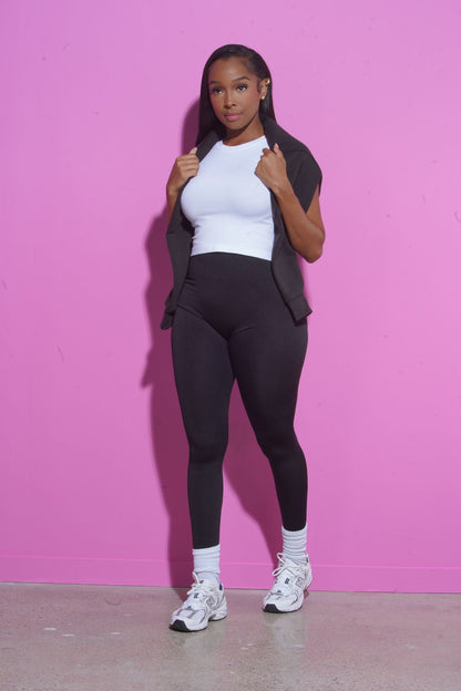 Mind Reader Cropped Legging Set - Black/White