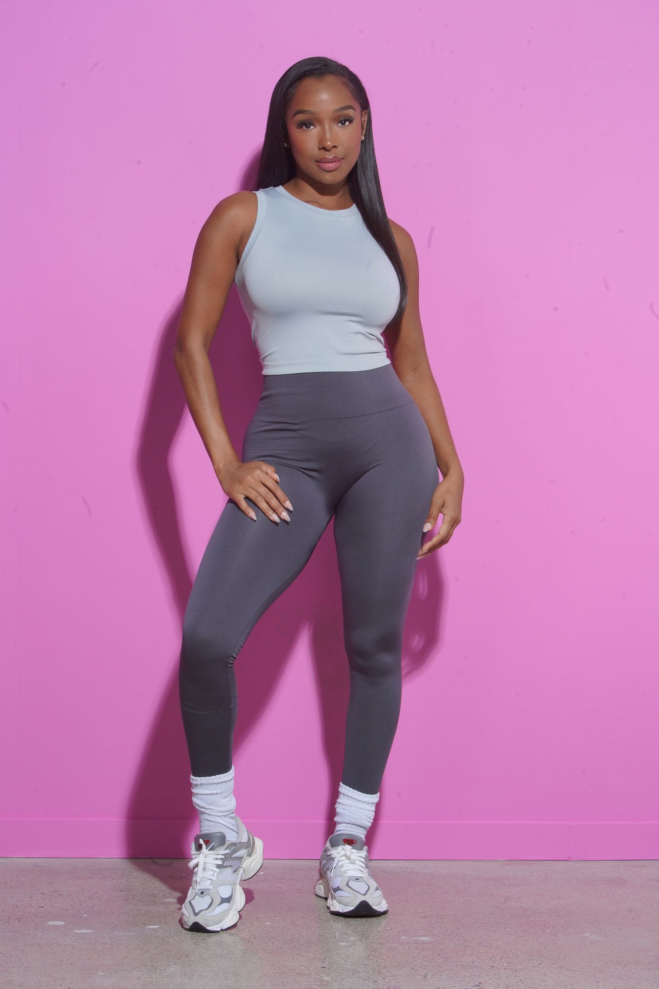 Mind Reader Cropped Legging Set - Charcoal/Grey