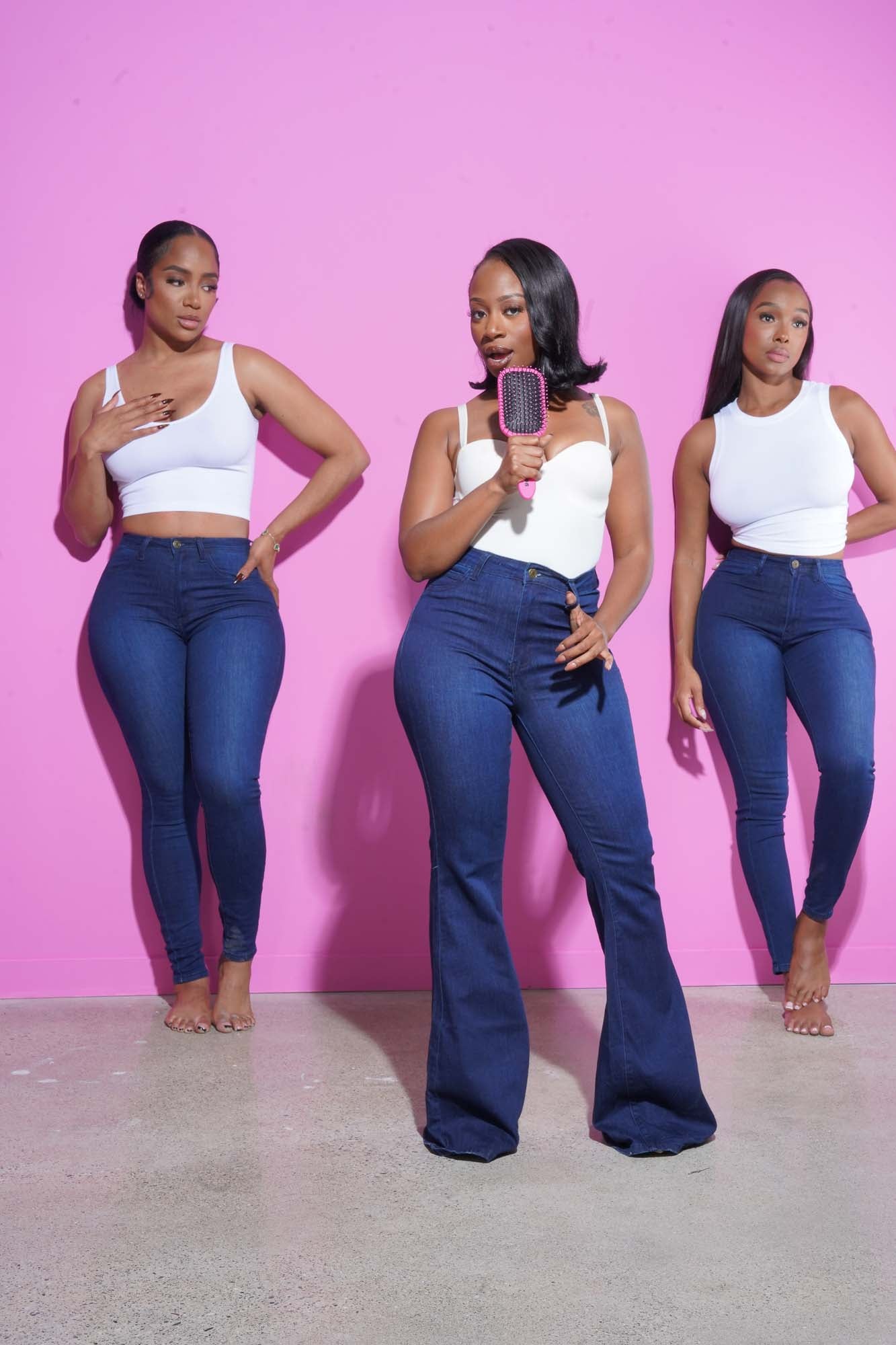Bing High Waist Super Stretch Bell Bottom Jeans - Dark Wash