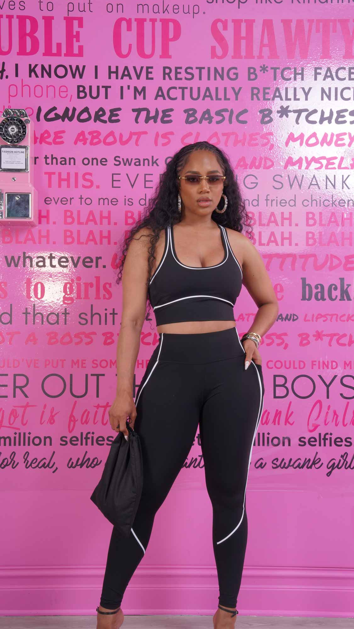 Can't Forget Cropped Athletic Legging Set - Black/White