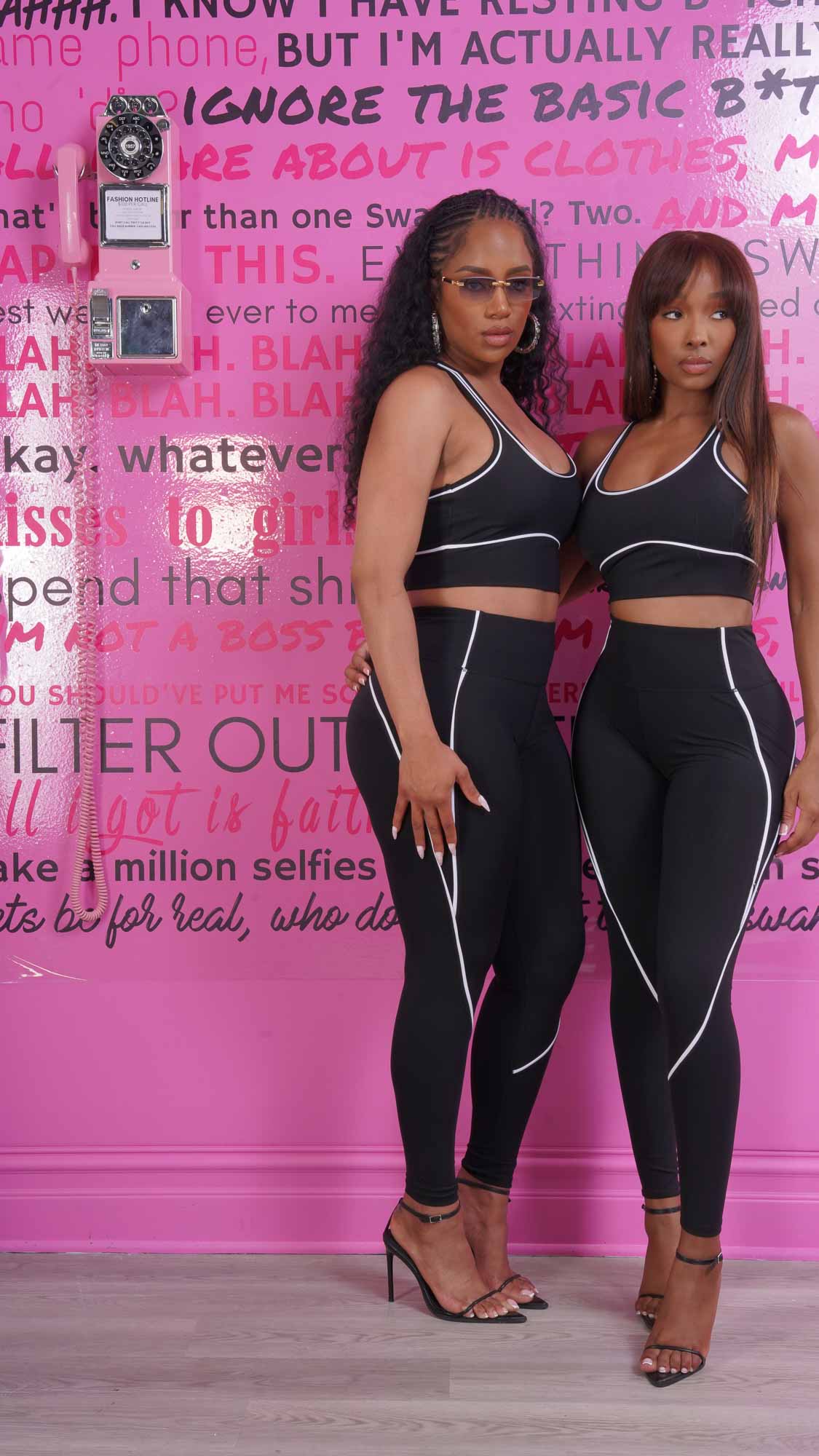 Can't Forget Cropped Athletic Legging Set - Black/White