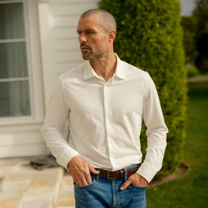 Hackett Cotton Sorona Knit Shirt - White