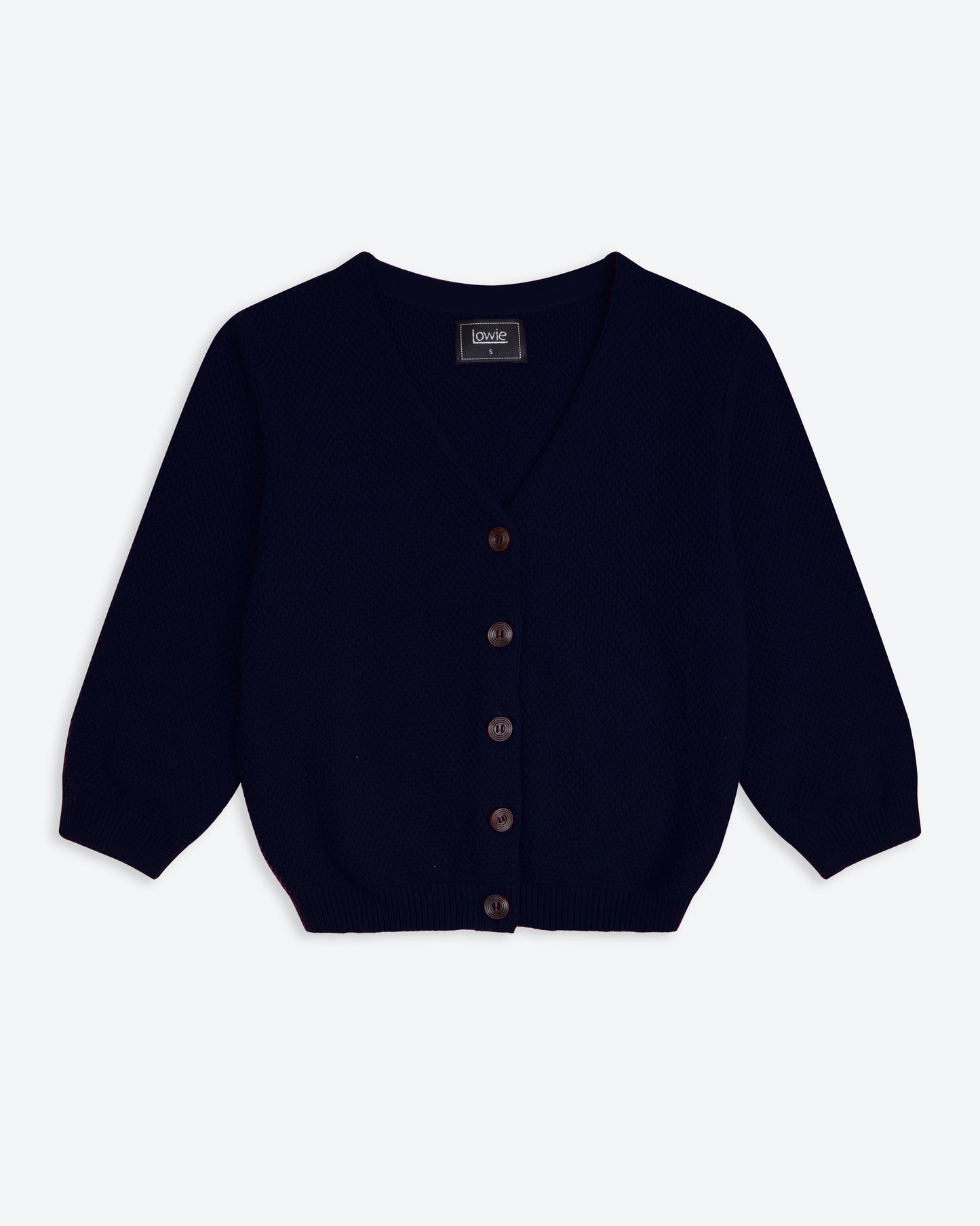 Lowie Navy Cotton Waffle Knit Cardigan