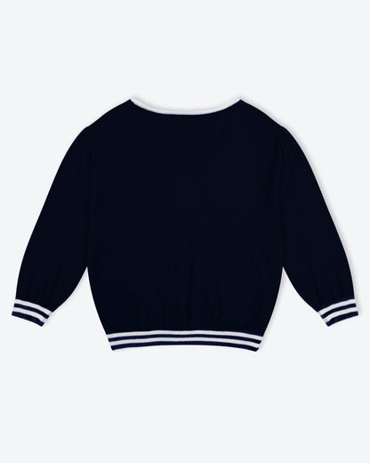 Lowie Navy Cotton Fish Cardigan