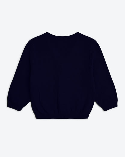Lowie Navy Cotton Waffle Knit Cardigan
