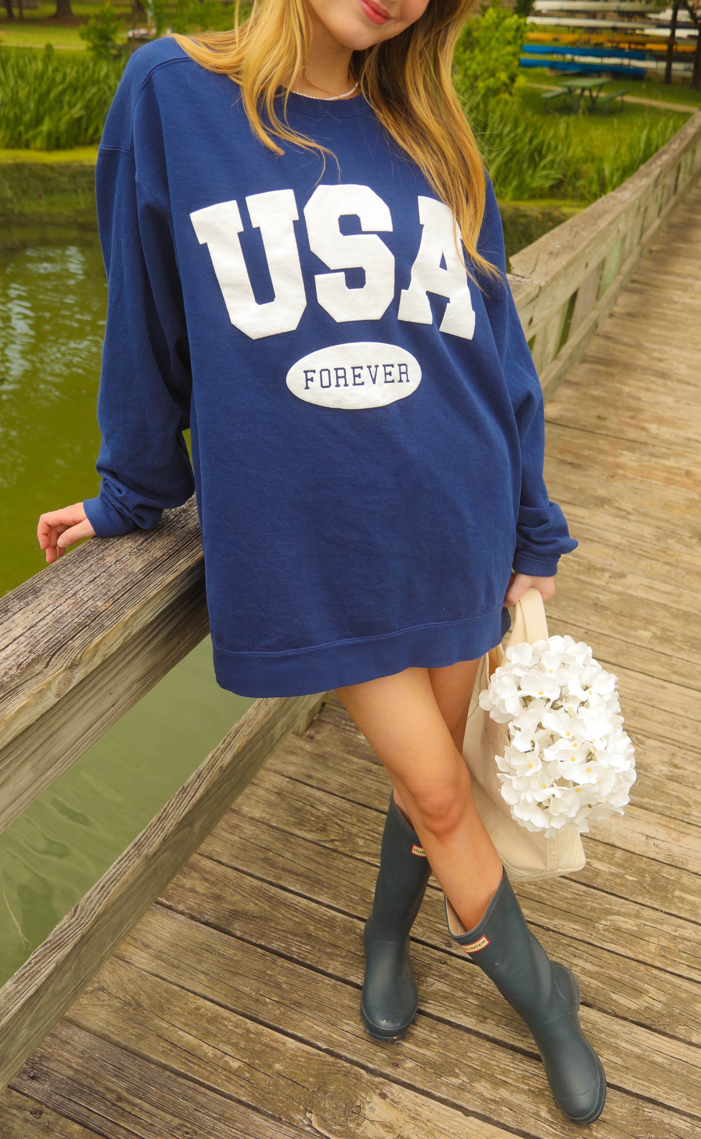 friday + saturday: usa forever puff sweatshirt