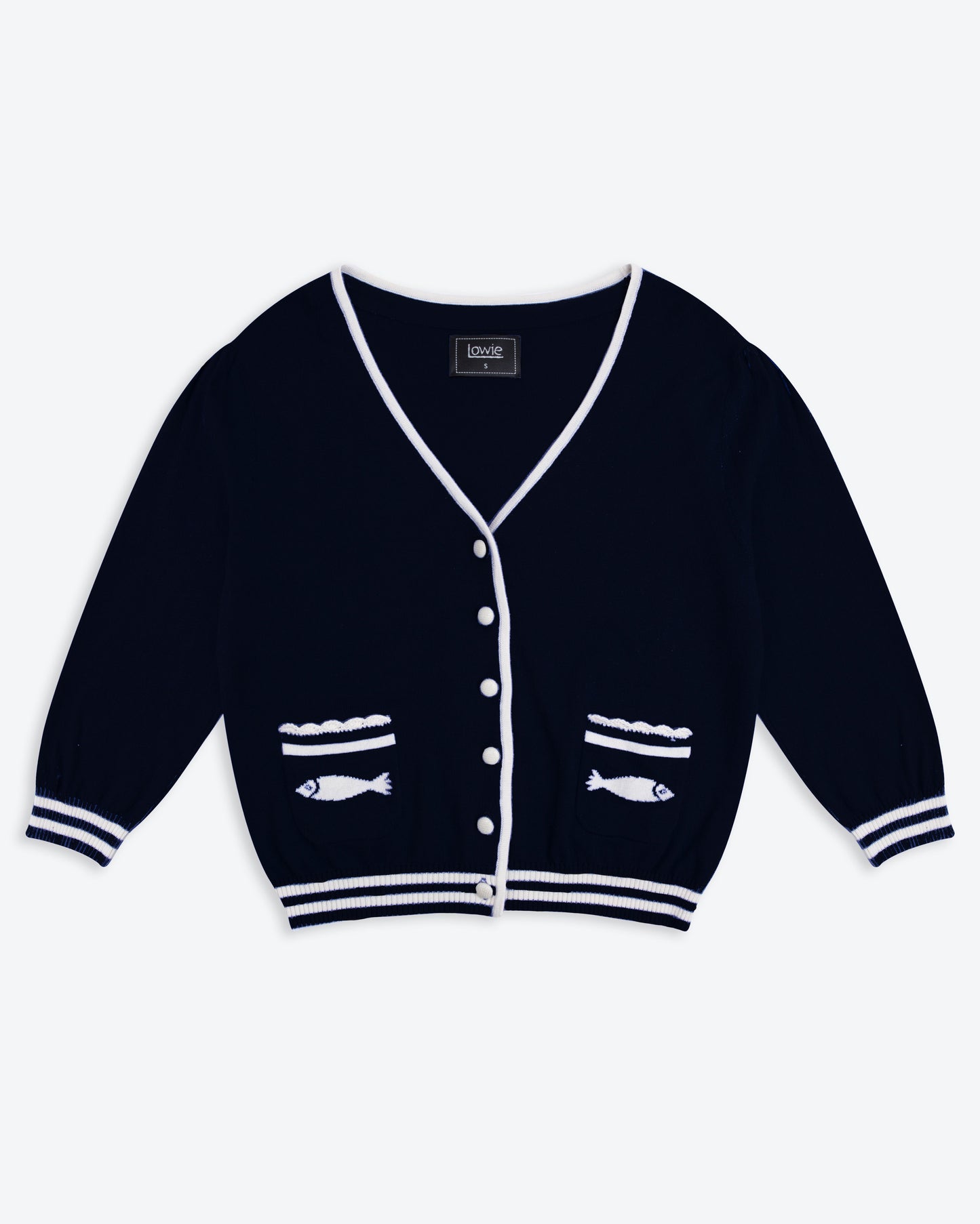 Lowie Navy Cotton Fish Cardigan