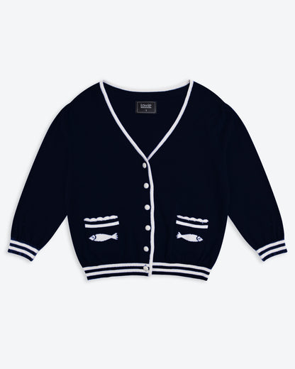Lowie Navy Cotton Fish Cardigan