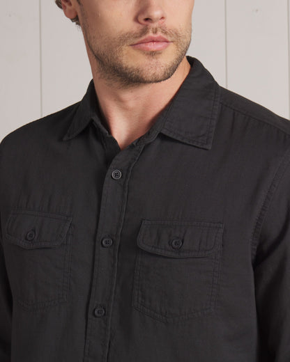 Brando Lightweight Double Cloth Shirt - Washed Black