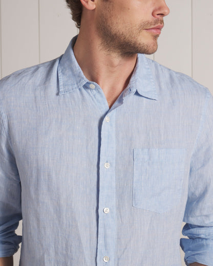 Nantucket Yarn Dyed Linen Shirt - Light Blue