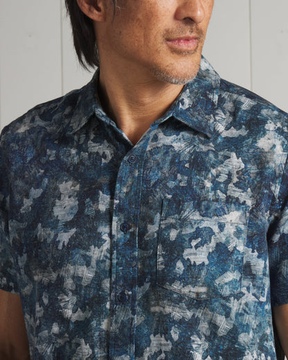 Bedford Textured Printed Shirt - Blue Camo Print