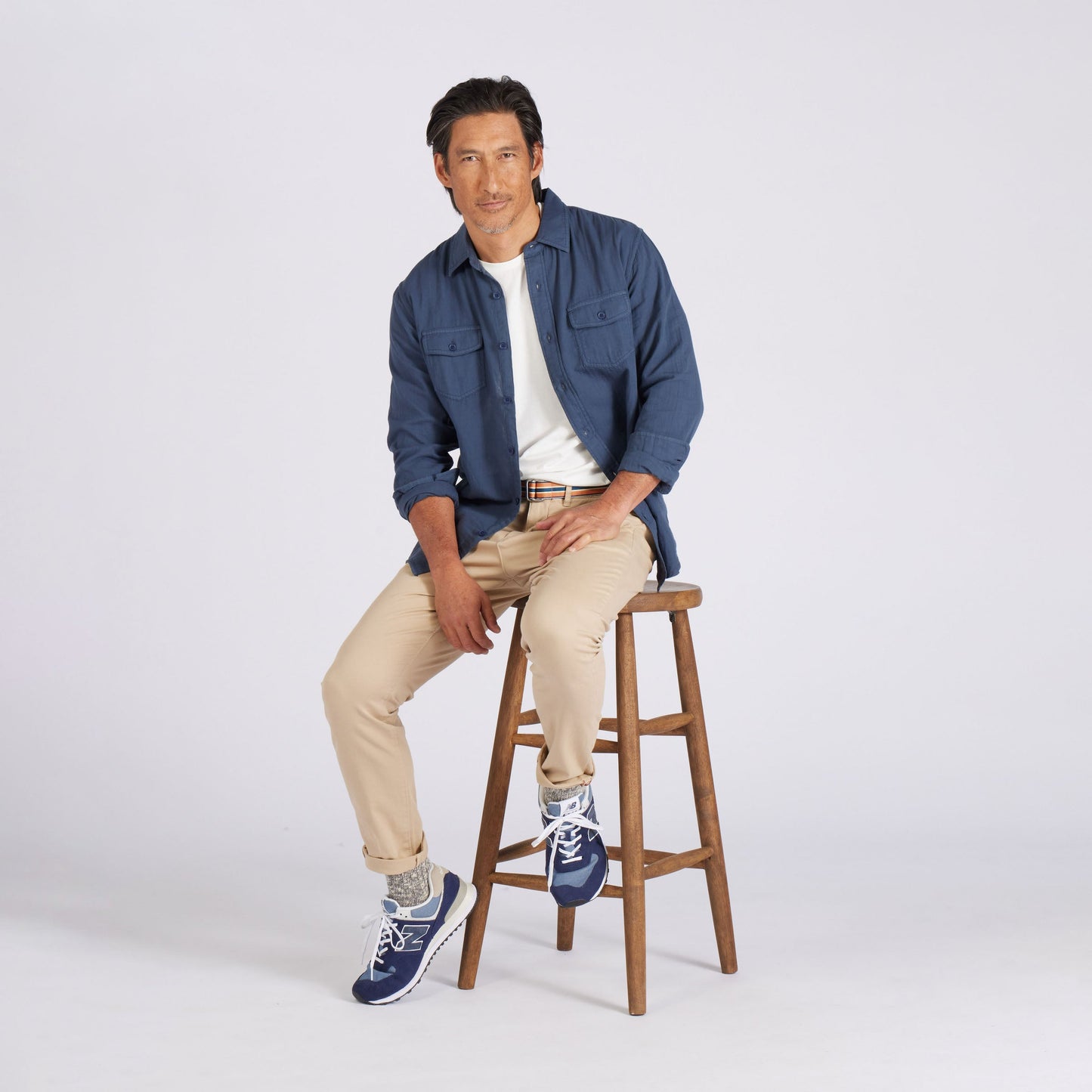 Brando Lightweight Double Cloth Shirt - Midnight Navy