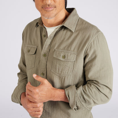 Brando Lightweight Double Cloth Shirt - Military Olive